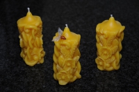 3 Kornblumen Stumpenkerzn 100% Bienenwachs