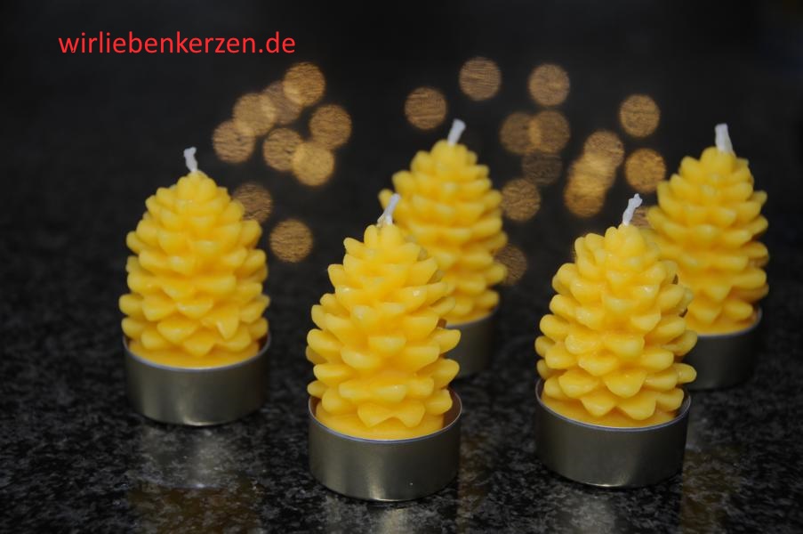 5 Teelichte Bumchen 100% Bienenwachs handgegossen